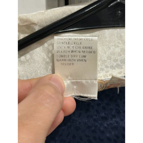 Vintage Emily Daniel Intimate Navy and White Robe With Belt SZ Large - Picture 7 of 9